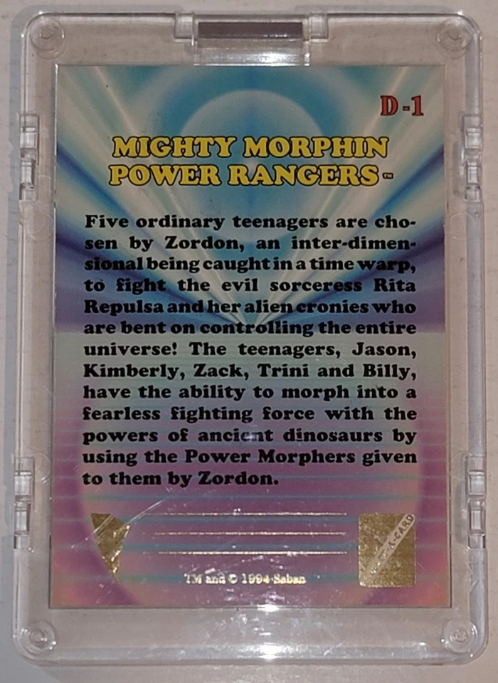 POWER RANGERS SERIES 2 Gold Foil Case Insert Card #D-1 1994 Mint - Image 2 of 2