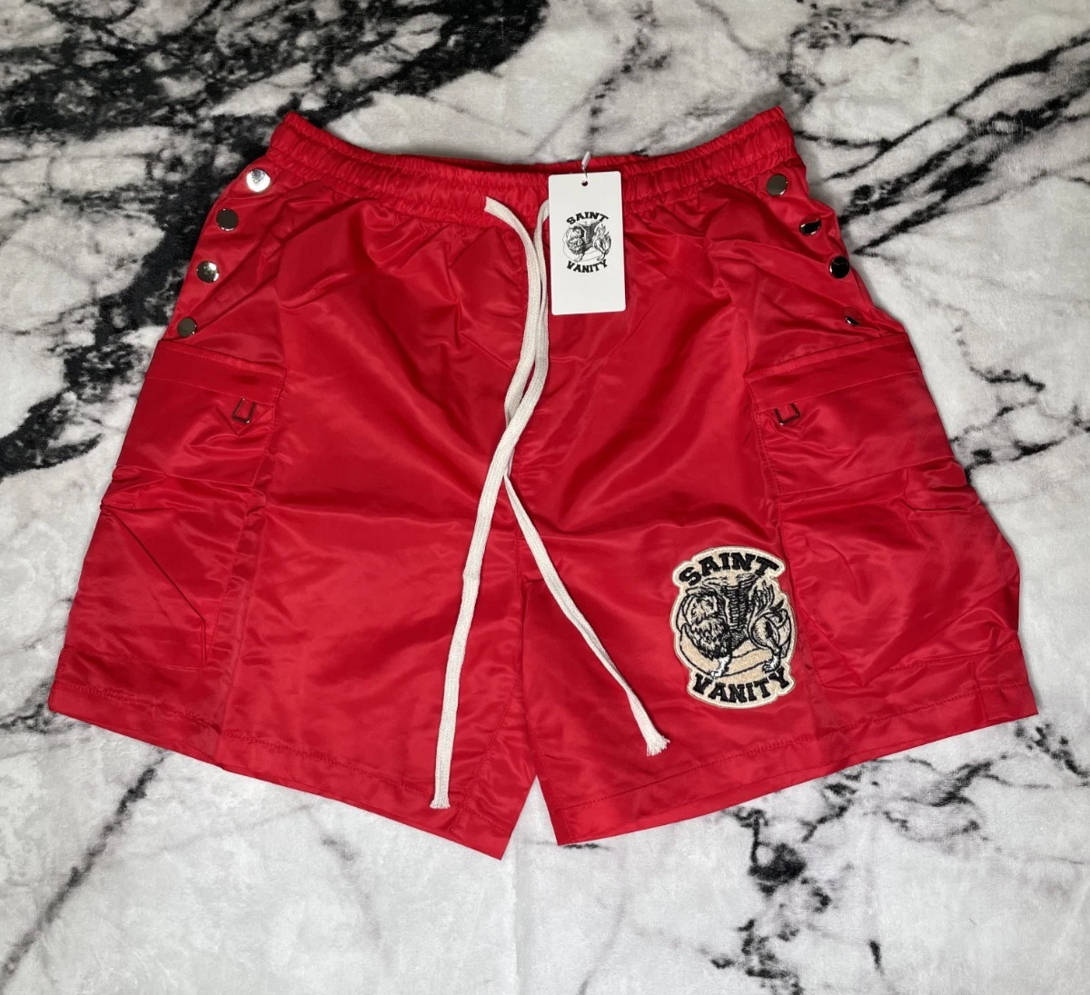 Saint Vanity Logo Nylon Shorts RED