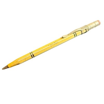 Vintage Scripto Mechanical Pencil Cream Black Stripe Metal Cap Atlanta 4-47 MCM