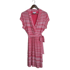 Liz Claiborne Coral Pink Wrap Dress Womens XL Non-Wrinkle Travel Office
