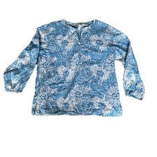 Stark X Women’s Blue / White Floral Pullover Blouse Size Small Made In USA