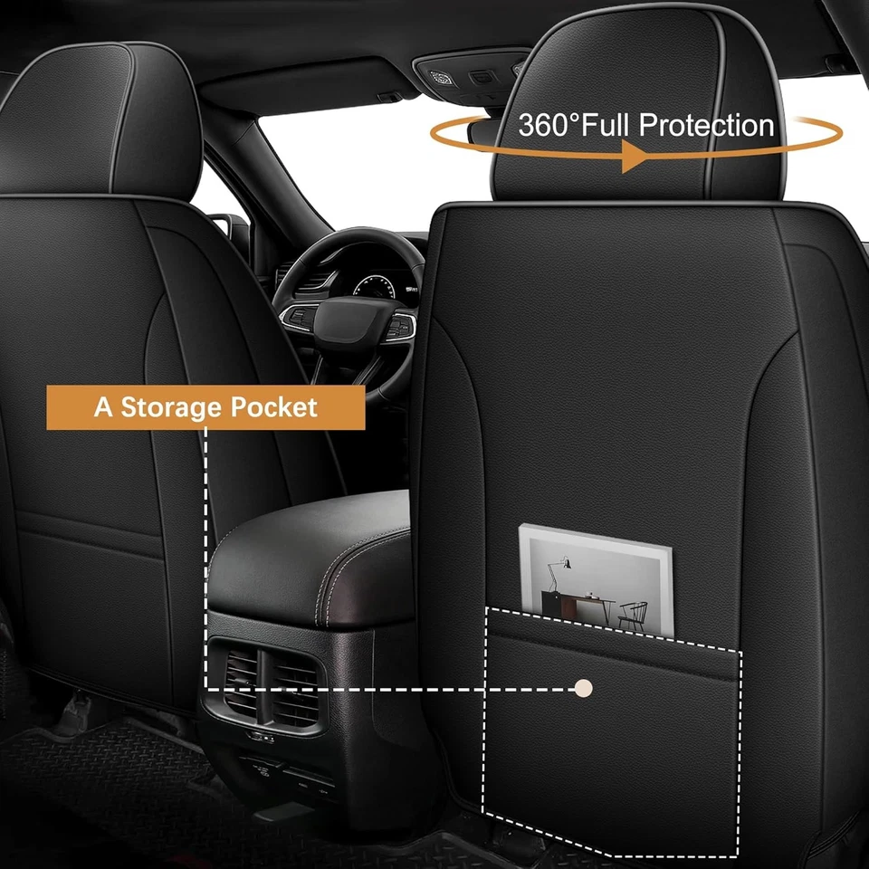 Car Seat Covers (5 Seats ) PU Leather Cushion For Jeep Compass 2012-2026 Foto 3 de 4