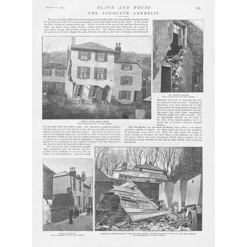 KENT The Sandgate Landslip - Antique Print 1893