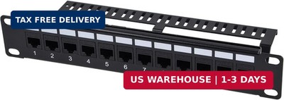 GeeekPi 12-Port Cat6 Patch Panel, 10 inch 1U Rack Mount Modular Panel with Keyst