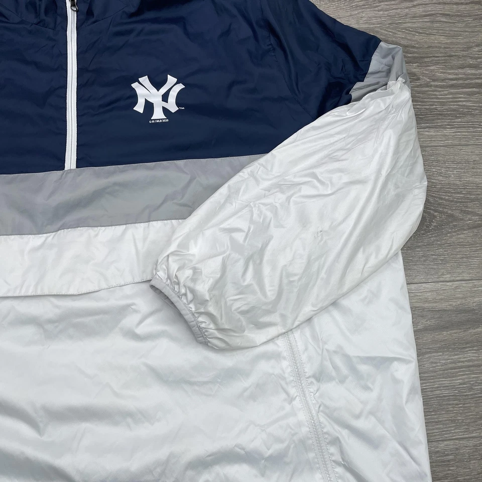 New York Yankees Jacket Mens 5XL Navy MLB Baseball Pullover 1/4 Zip Windbreaker - Image 3 of 4