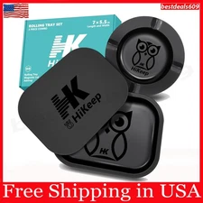 Rolling Tray with PVC Soft Magnetic Lid - 7 X 5.5'', Ashtray - 5.8 X 5.8'', Owl