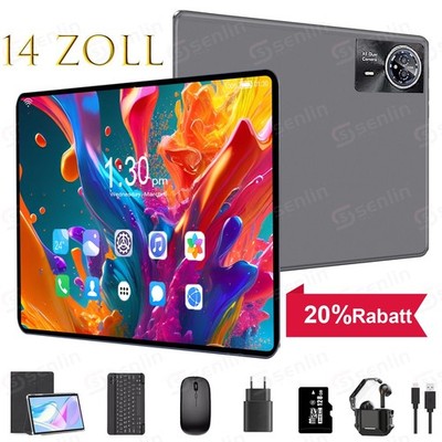 2025 Neueste 5G WiFi Tablet 14'' Android15 Tablet 24GB+256GB 8-core 2SIM LTE 2.4K