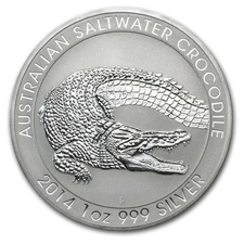 2014 Australia 1 oz Silver Saltwater Crocodile BU