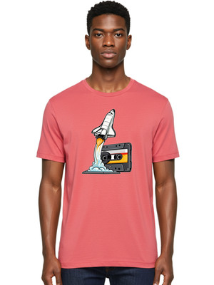 Cassette-Tape-Rocket-4 Mens Graphic Tee, 100% Cotton, Casual Summer Wear