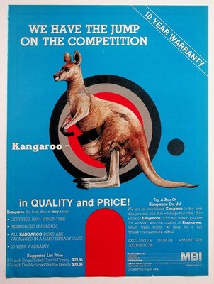 Vintage Kangaroo Floppy Disk Ad 1980s MBI Computer Ephemera Golden CO