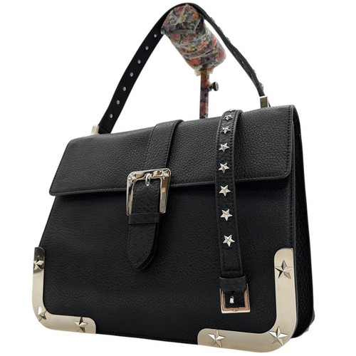 RED VALENTINO Leather 2way Shoulder Bag Studs Black Crossbody Used From Japan