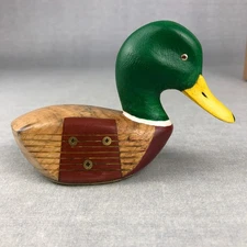 Hand Carved Painted Duck Wood Golf Club Head Mallard Folk Art Signed MacGregor 3