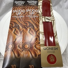 GONESH (2)-30 Incense Sticks (Saddle Up Tooled Leather) And 1- Red Holder Burner