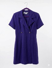 C Studio Purple Shirt Dress Collared Button Short Sleeve Knee Length M
