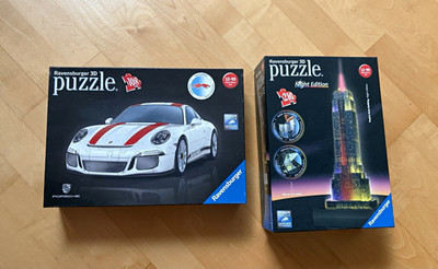 Ravensburger 3D Puzzle Set Porsche 911R 108 Teile + Empire State Building 216
