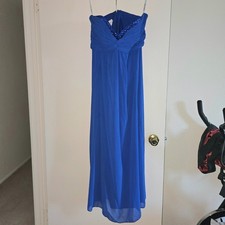 David’s Bridal Royal Blue Gown Size 14 Bridesmaid Dress Horizon Straplesss