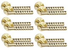 Knurled Door Handles Hex Cut T-Bar Satin Brass 1 to 6 Pair Bath Lock Set