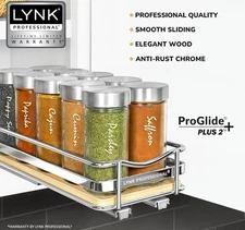 4 in. Wide Silver Chrome Slide Out Spice Rack Pull Out Cabinet Organizer