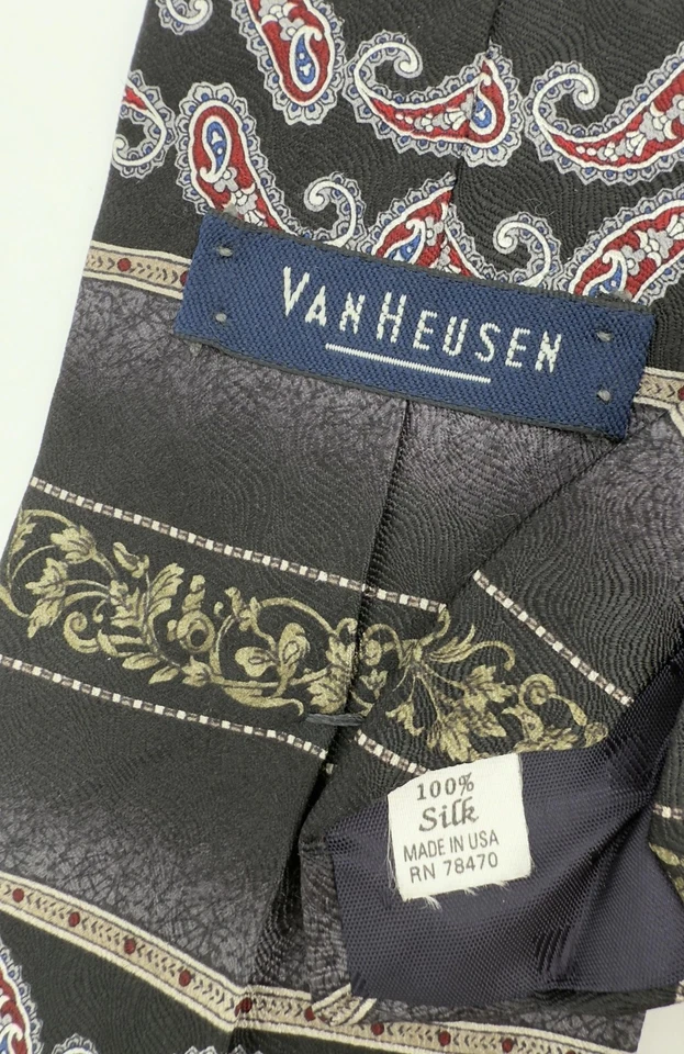 Vintage Van Heusen Silk Tie Lot 2 Paisley Diamond Mens Classic USA Korea 90s Set - Image 2 of 4