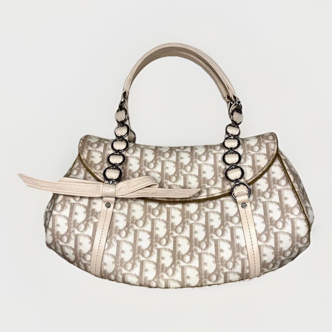 Christian Dior Romantique Trotter Borsa Beige Pelle PVC