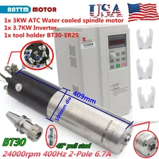 〖US〗3KW 220V BT30 ATC Water Cooled Spindle Motor Tool Changer&3.7KW Inverter VFD