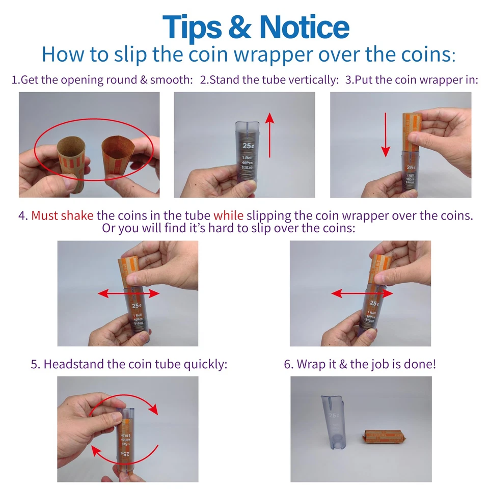 Tubo clasificador de monedas contador de monedas 5 en 1 organizador de cambios contador de cambios rodillo de monedas Foto 2 de 4