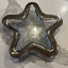 Annieglass Star Recycled Glass Dish Signed Numbered Platinum Rim 11"
