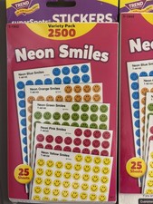  Trend Neon Smiles Stickers 7500 3 sealed pac...