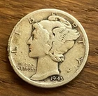 1943-S Mercury Dime – San Francisco – Winged Liberty – WWII – 90% Silver