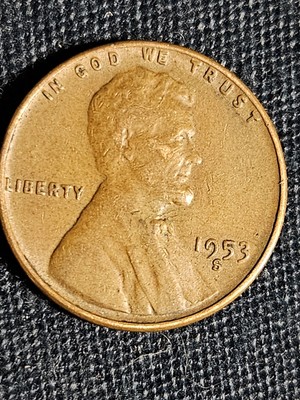 1953 S Wheat Penny Errors Struck Off Center, Letters On Rim