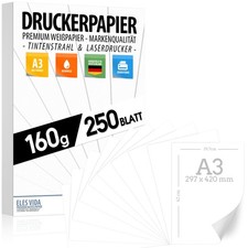 Carta per stampanti, formato A3, 160 g, bianca, 250 fogli, 29,7 x 42 cm,