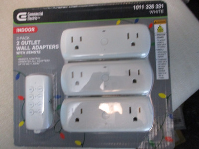 Commercial Electric 3 Pack 2 Outlet Wall Adapters with Remote White NEW