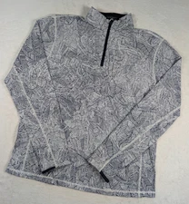 Greyson LACC Exclusive 1/4 Zip Pullover Mens Medium Navy White Palms AOP