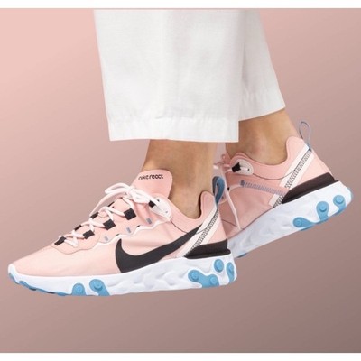 Nike React Element 55 Washed Coral Black Blue Womens Sneakers BQ2728-602 US 9