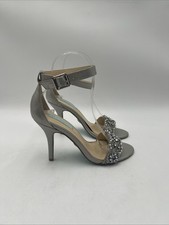 Blue by Betsey Johnson SB-Gina Silver Metallic Embellished Heeled Sandals 7 B