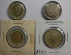 4 NEUTRON IRRADIATED DIMES, 3 FROM ATOMIC ENERGY MUSEUM, 1 RARE OAK RIDGE TN