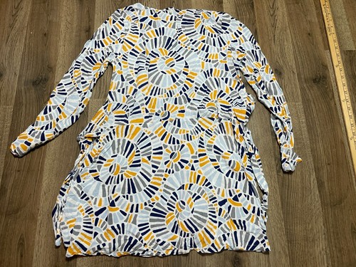 Crazy 8 Dress, Youth Girl Size XL, White Yellow Blue, Long Sleeve, Allover Print - Picture 2 of 10