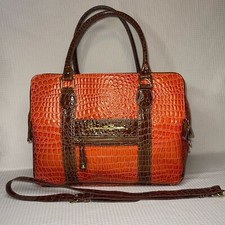 Samantha Brown Large Croc-embossed Travel Laptop Bag Weekend Tote Purse W Strap