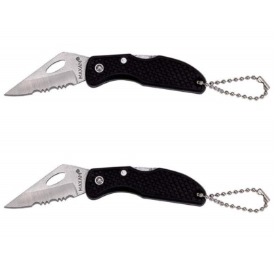 2PC MINI POCKET KNIFE Camp Outdoor Hunting Keychain Folding Survive Knives Ring