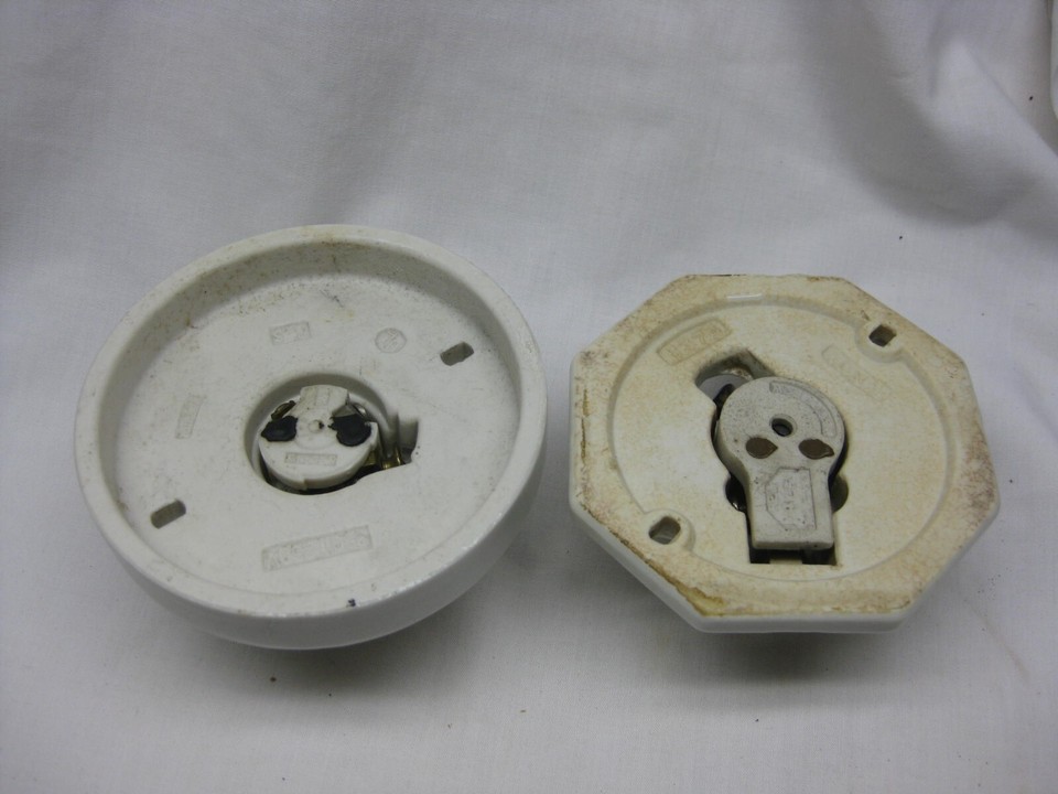 Vintage Porcelain Pull Chain & Outlet Light Socket Group of 2 Sockets