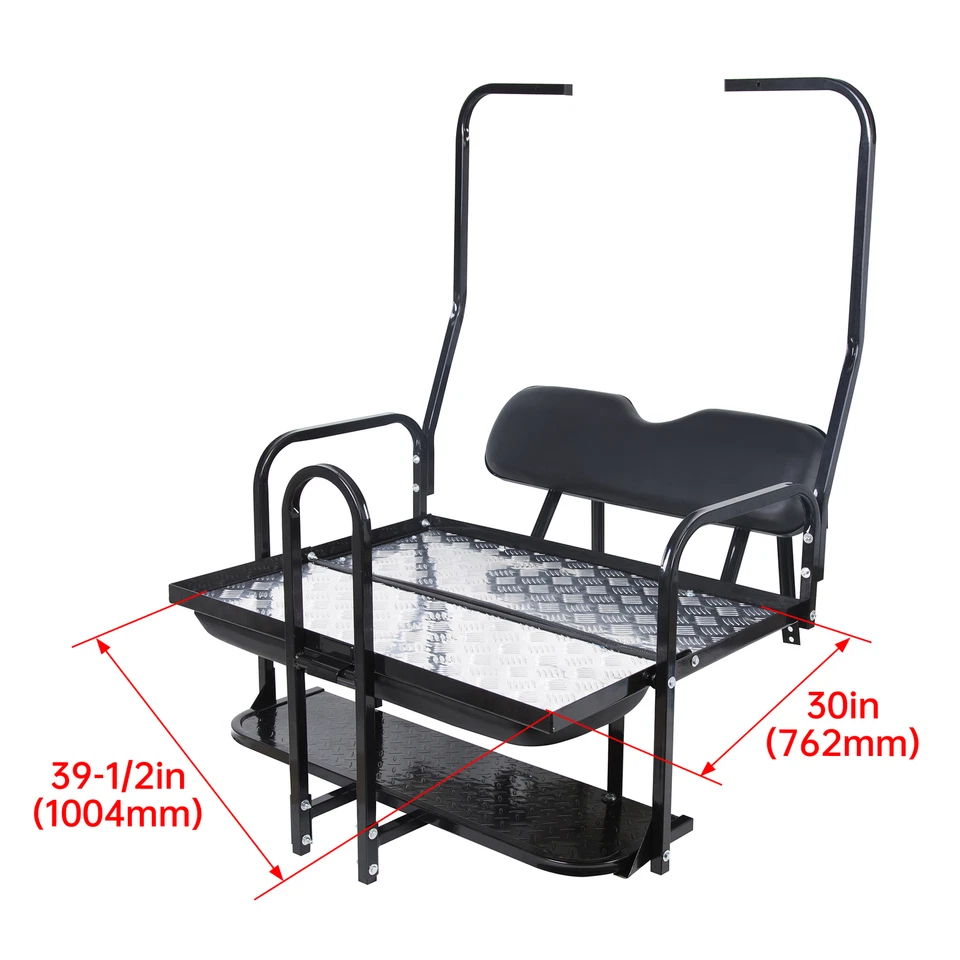 For 1982-2000.5 Club Car DS Golf Cart Flip Folding Rear Back Seat Kit+Grab Bar - Image 3 of 4