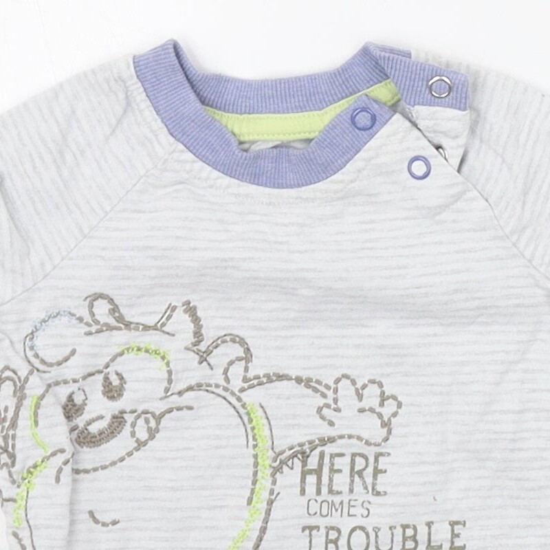 George Boys Grey Striped Cotton Blend T-Shirt Size 6-9 Months image 8