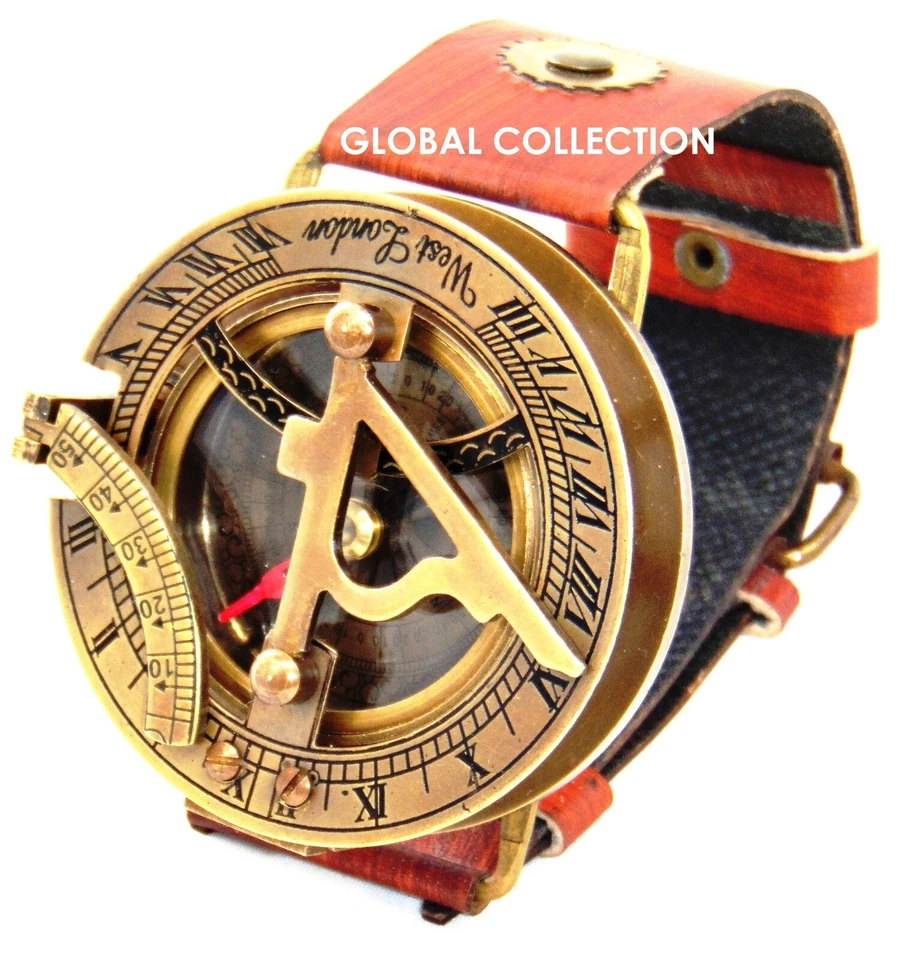 Reloj Náutico Steampunk Estilo Reloj de Sol Brújula / Brújula Reloj de Sol Muñeca Vintage Foto 4 de 4