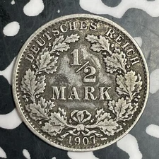1907-A Germany 1/2 Mark Half Mark Lot#T3311 Silver!