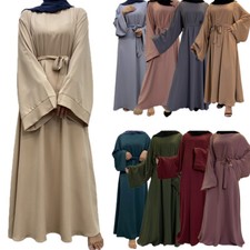 Muslim Women Kaftan Islamic Long Dress Ramadan Abaya Plain Caftan Dubai Turkey