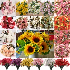 Artificial Flowers Plastic Fake Plants UV Resistant Home Garden Decor Outdoor AU