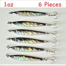 1oz Mega Live Bait Metal Jigs 6 Pieces Anchovy Saltwater Fishing Lures 