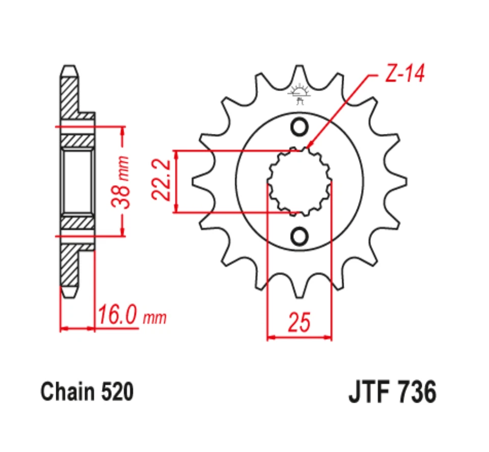 Piñón delantero 15T JT se adapta a Ducati 900 SS 1998 a 2001 2002 Foto 2 de 3