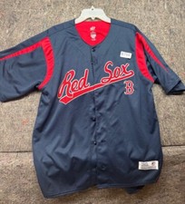 Boston Red Sox Jersey Mens Blue Red Button Front MLB Dynasty Size L