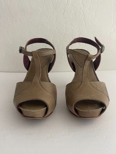 Sandales escarpins Neosens 39/9 talons cuir bout ouvert vert olive bride cheville - Photo 3/11
